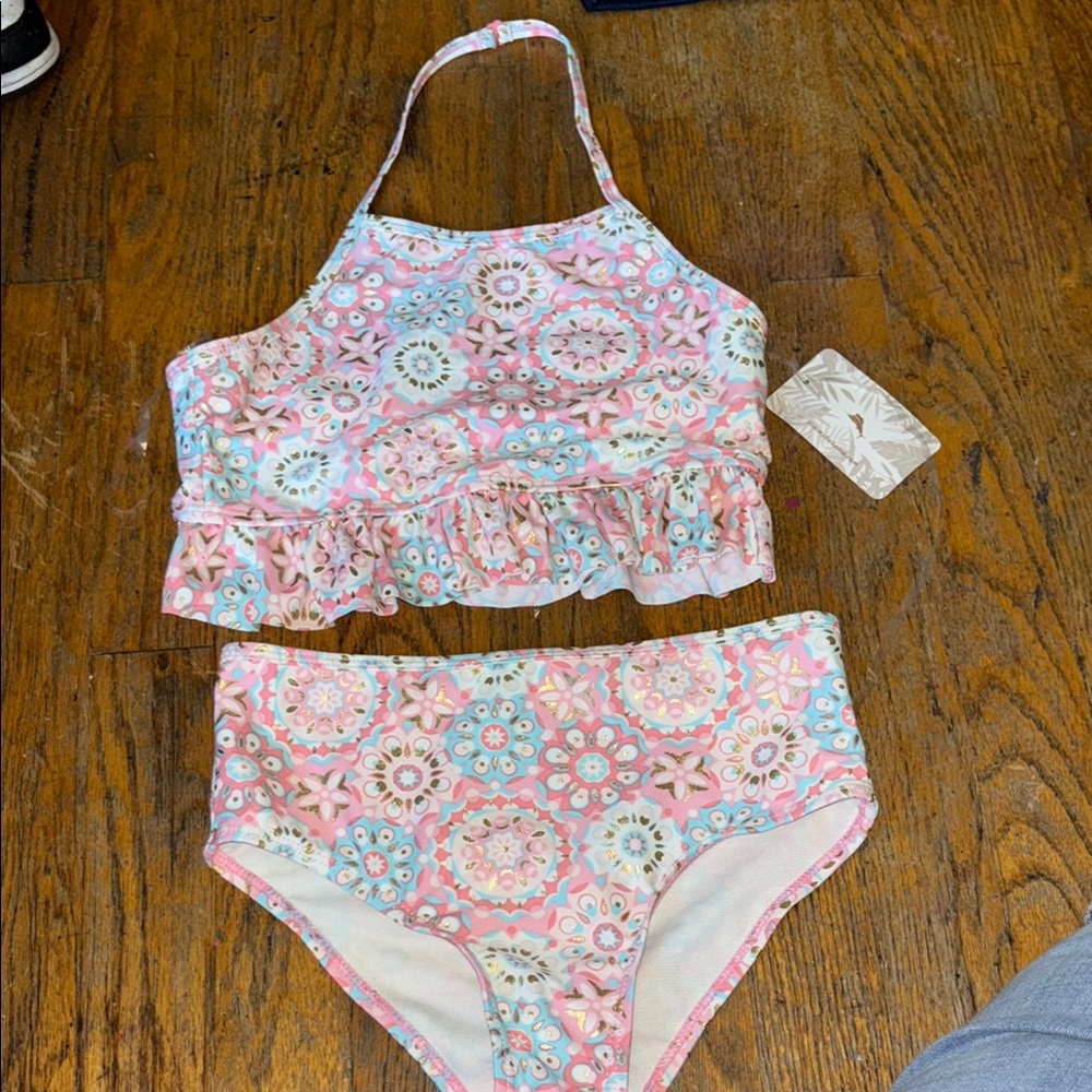 Tommy Bahama pink floral halter bikini swimsuit 10